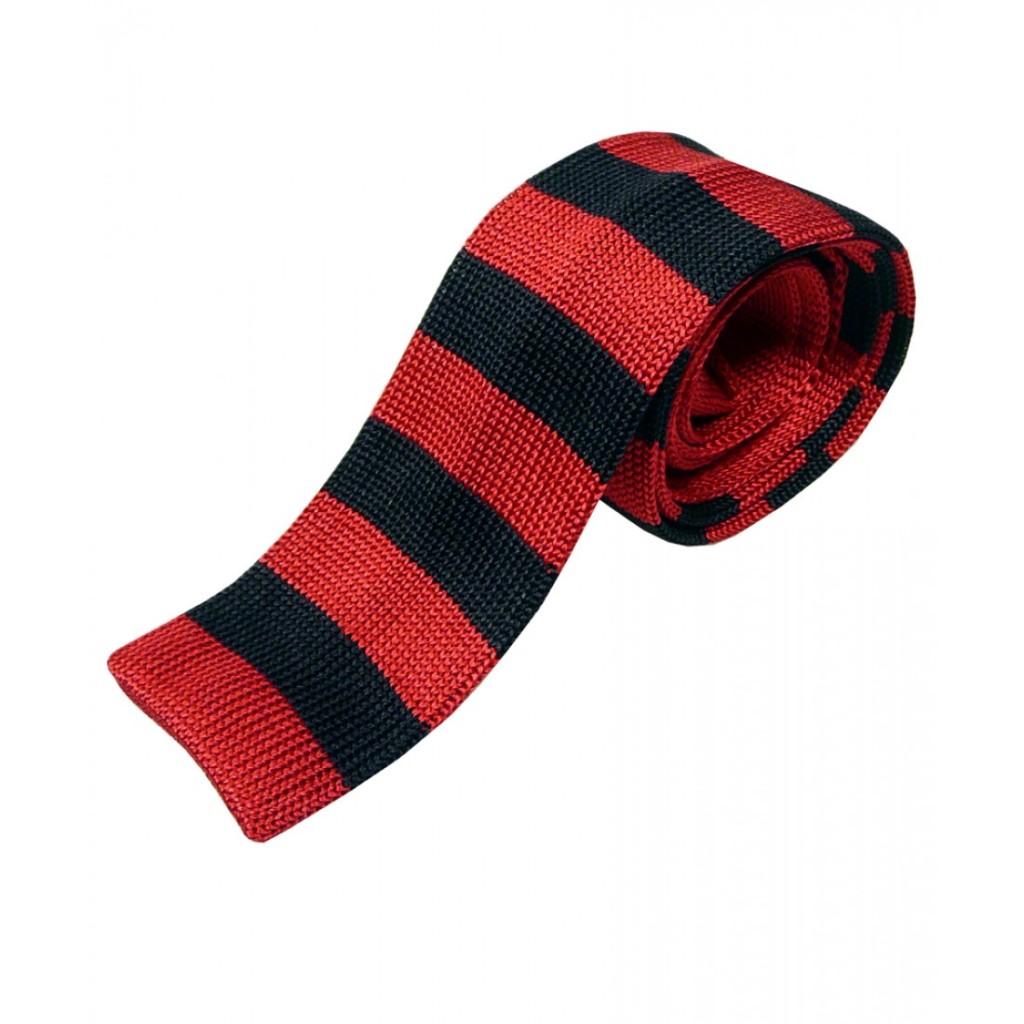 red and black knit tie